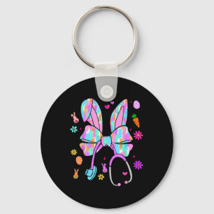 Nurse Life Stethoscope Coquette Bow Cute Easter Bu Key Ring