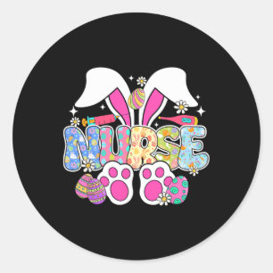 Nurse Life Stethoscope Nursing Cute Easter Bunny E Classic Round Sticker