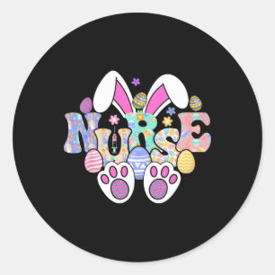 Nurse Life Stethoscope Nursing Cute Easter Bunny E Classic Round Sticker