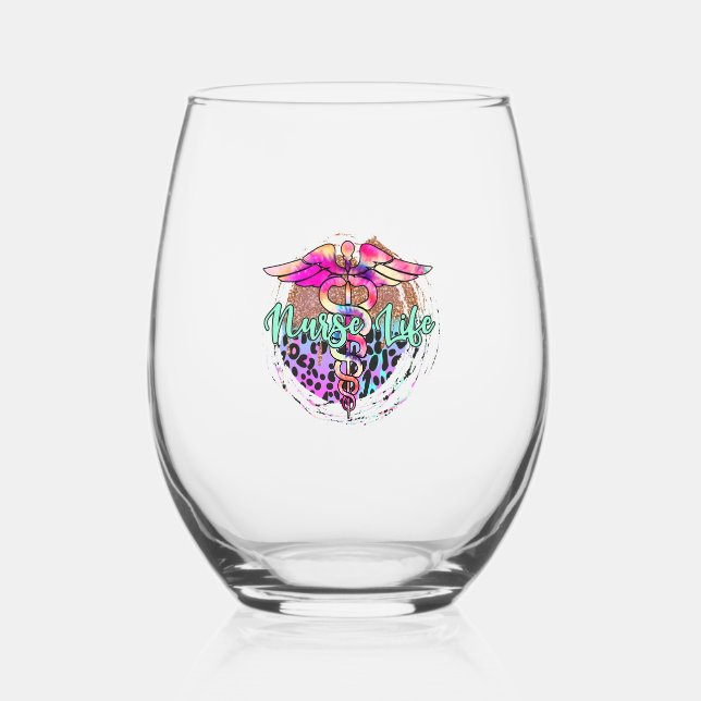 Nurse life Sticker 1 Stemless Wine Glass (Front)
