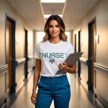 Nurse Life Teal & Leopard Print Typography