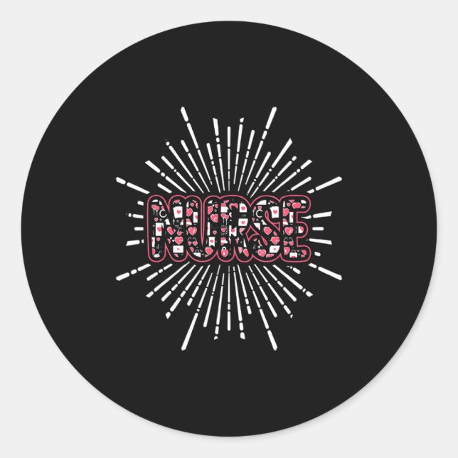 Nurse Life Valentines Day Stethoscope Er Icu Nicu  Classic Round Sticker (Front)
