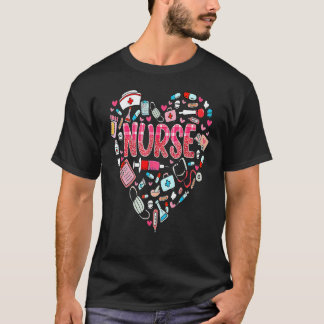 Nurse Life Valentines Day Stethoscope Er Icu Nicu T-Shirt