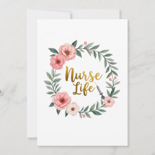 Nurse Life - Watercolor Floral Medical Theme Holiday Card