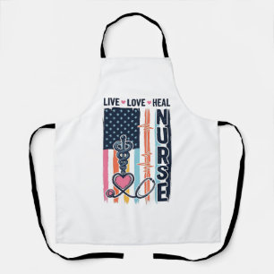 Nurse Live Love Heal Patriotic Vintage Vector Desi Apron