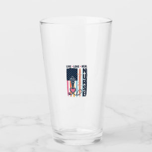 Nurse Live Love Heal Patriotic Vintage Vector Desi Glass