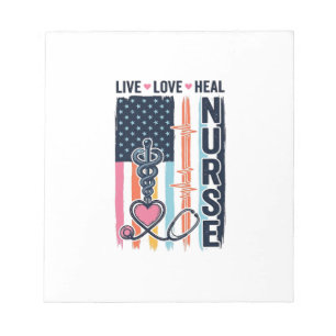 Nurse Live Love Heal Patriotic Vintage Vector Desi Notepad