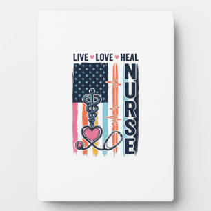 Nurse Live Love Heal Patriotic Vintage Vector Desi Plaque