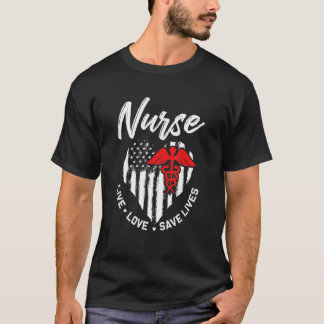 Nurse Live Love Save Lives Caduceus Symbol Nursing T-Shirt