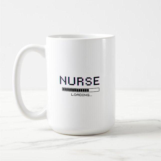 Nurse Loading Glitch Pixel Art Design Coffee Mug (Left)
