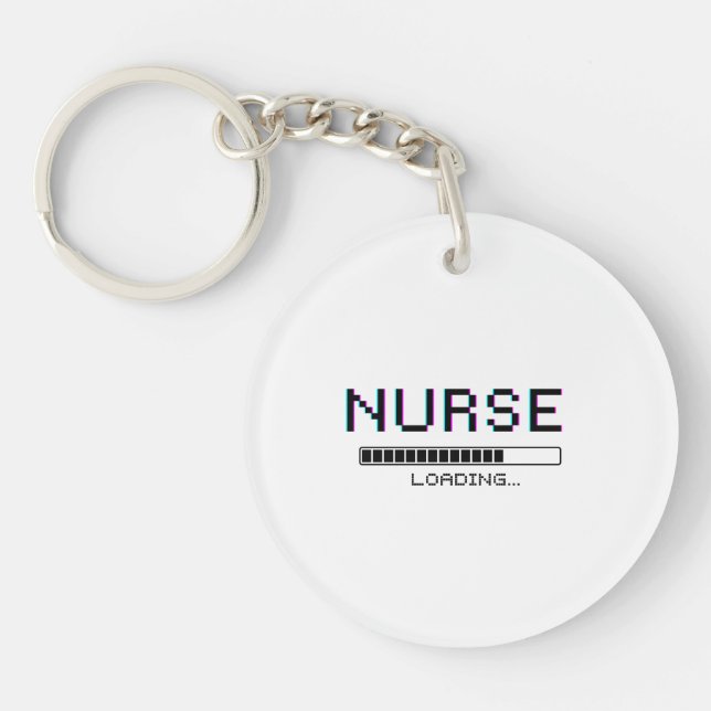 Nurse Loading Glitch Pixel Art Design Key Ring (Front)