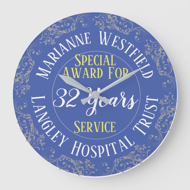 Nurse Long Service Award with Years Served Large Clock (Front)