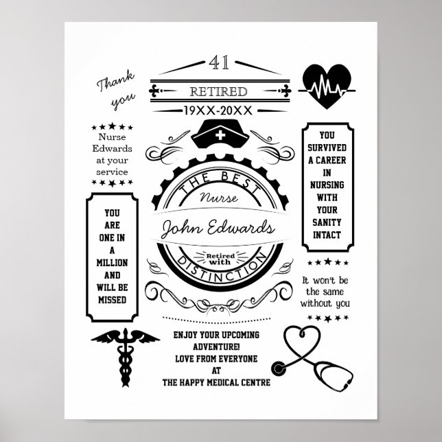 nurse long service leaving Retirement medical Poster (Front)