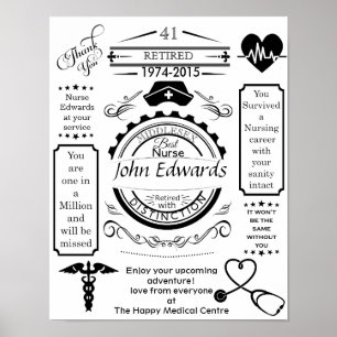 nurse long service leaving Retirement medical Poster