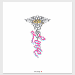 Nurse Love Caduceus Floral Medical Vertical Design