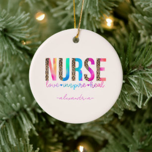 Nurse - Love, Inspire, Heal Ceramic Ornament