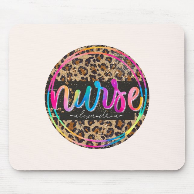 "Nurse - Love, Inspire, Heal" in Rainbow Color Mouse Pad (Front)