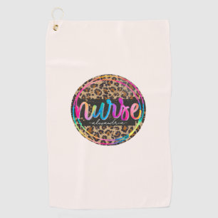 "Nurse - Love, Inspire, Heal" in Rainbow Colour Golf Towel
