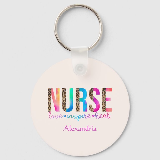 Nurse - Love, Inspire, Heal Key Ring (Front)