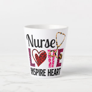 Nurse Love Inspire Heart – Motivational Nurse Word Latte Mug