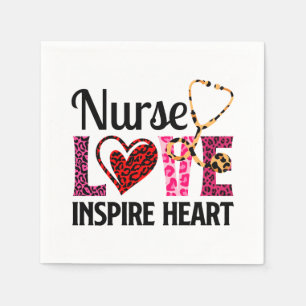 Nurse Love Inspire Heart – Motivational Nurse Word Napkin
