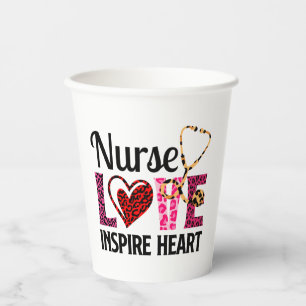 Nurse Love Inspire Heart – Motivational Nurse Word Paper Cups