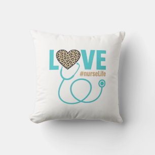 Nurse Love Leopard Stethoscope Vector Design_1 Cushion