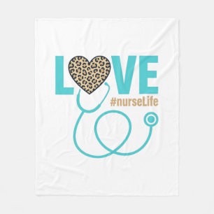 Nurse Love Leopard Stethoscope Vector Design_1 Fleece Blanket