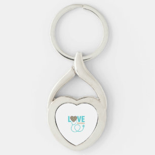 Nurse Love Leopard Stethoscope Vector Design_1 Key Ring