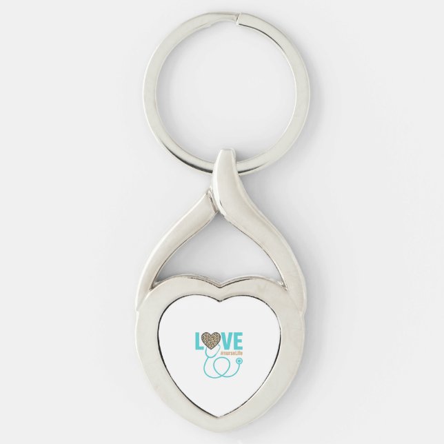 Nurse Love Leopard Stethoscope Vector Design_1 Key Ring (Front)