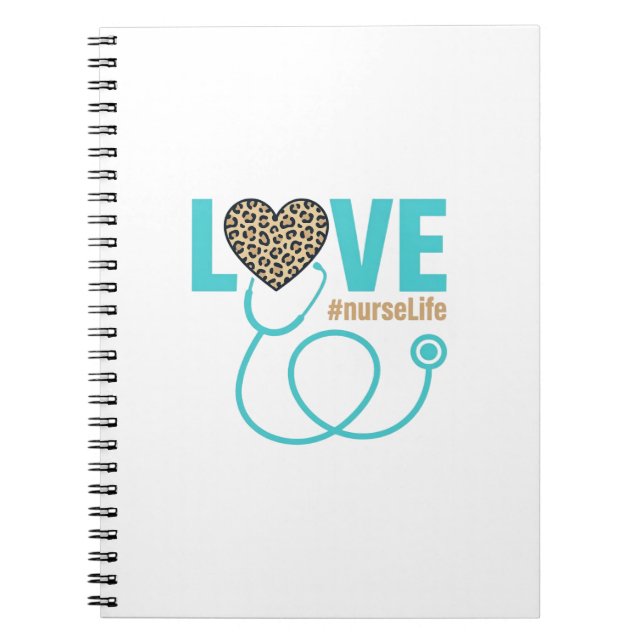 Nurse Love Leopard Stethoscope Vector Design_1 Notebook (Front)