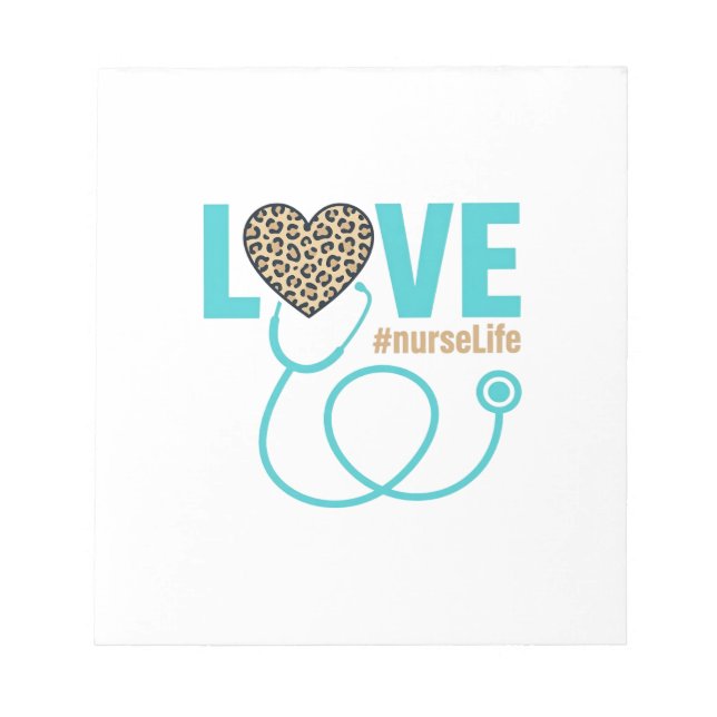 Nurse Love Leopard Stethoscope Vector Design_1 Notepad (Front)