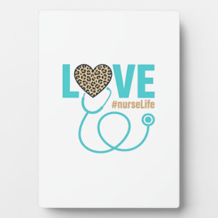 Nurse Love Leopard Stethoscope Vector Design_1 Plaque
