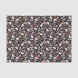 Nurse Love Print Black Background Tissue Paper