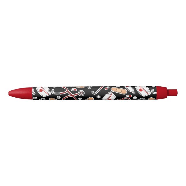 Nurse Love Print Black Black Ink Pen (Front)