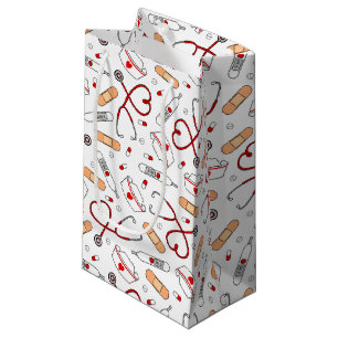 Nurse Love Print White Background Small Gift Bag