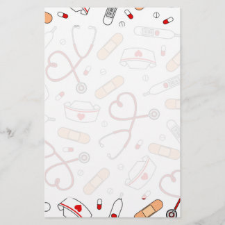 Nurse Love Print White Background Stationery
