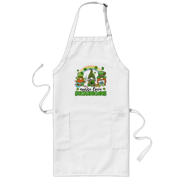 Nurse Love Shenanigans St. Patrick's Long Apron (Front)