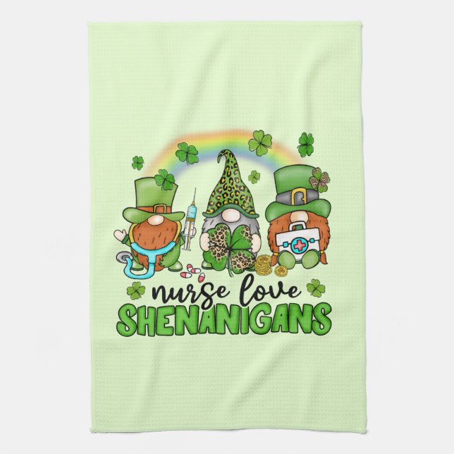 Nurse Love Shenanigans St. Patrick's Tea Towel (Vertical)