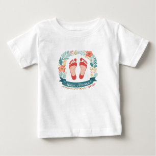 Nurse Mamma with Baby Footprints and Floral Frame T-Shirt