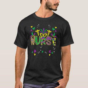 Nurse Mardi Gras Louisiana Scrub RN ICU PACU ER Wo T-Shirt