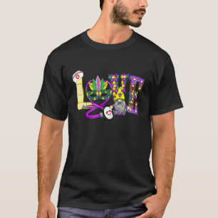 Nurse Mardi Gras Love Gnomes Gold And Purple Beads T-Shirt