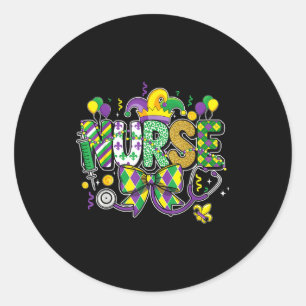 Nurse mardi gras stethoscope new orleans Nurse mar Classic Round Sticker