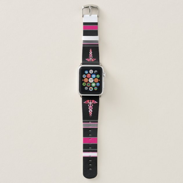 Nurse Medical Caduceus Black Pink Apple 