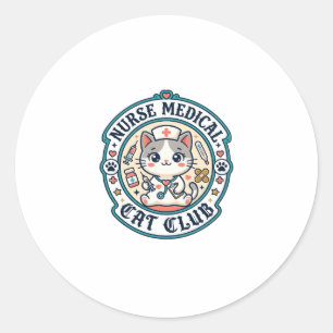 Nurse Medical Cat Funny Cat Lover Design - Nurse M Classic Round Sticker
