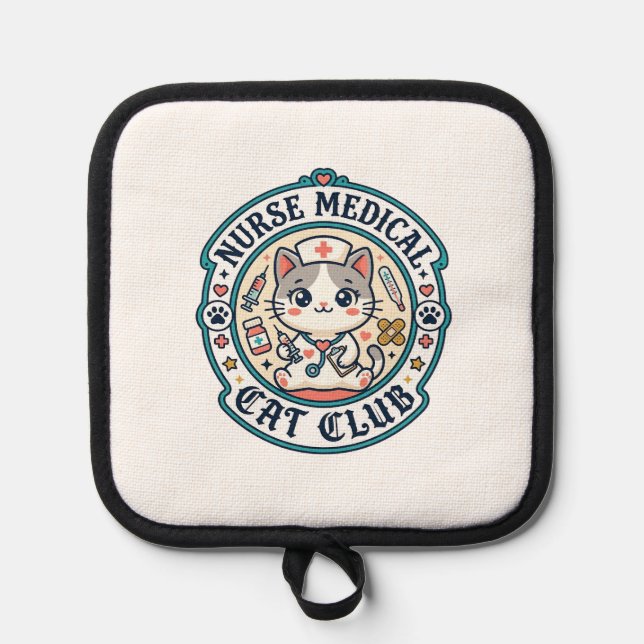Nurse Medical Cat Funny Cat Lover Design - Nurse M Pot Holder (Front)