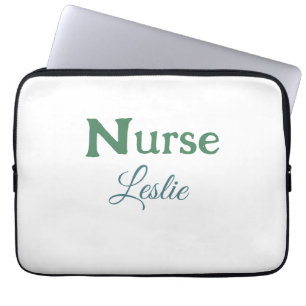 Nurse medical doctor add name text green blue sipl laptop sleeve