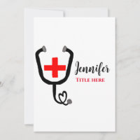 Nurse medical doctor red plus stethoscope add name