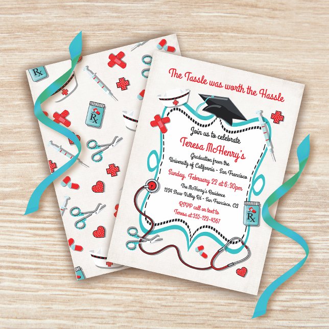 Nurse Medical Graduation Invitation with icons (Creator Uploaded)
