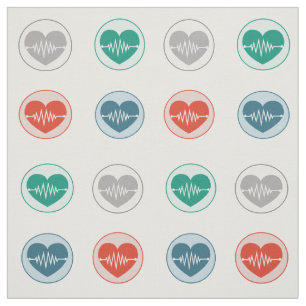 Nurse Medical Love Heart Beat Symbol Pattern Fabric